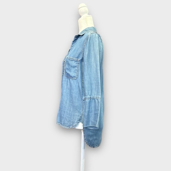 Cloth & Stone Tencel 3/4 Sleeve Button Down Tunic Top  XS - Picture 8 of 9